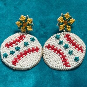 Beaded Baseball Earrings NEW